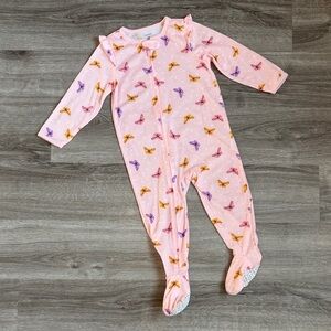 Carter's baby girls butterfly print zip up footie